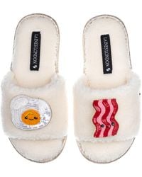 Laines London - Teddy Slider Slippers With Laines Loveables Egg & Bacon Brooches - Lyst