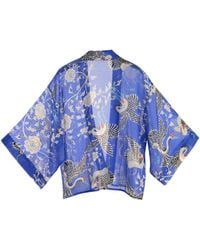Artemis Muse - Electric Dynastic Bird Print Light Weight Kimono - Lyst