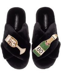 Laines London - Classic Laines Slippers With Champagne & Glass 80Th Birthday Brooches - Lyst