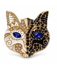 By Ozge - Dual Spirit Sapphire Crystal Enamel Cat-Tone Brass Brooch - Lyst