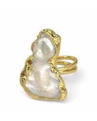 By Ozge - Mystic Baroque Pearl Plated Adjustable Ring - Lyst