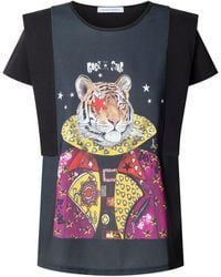The Extreme Collection - Structured T-Shirt With Tiger Print - Lyst