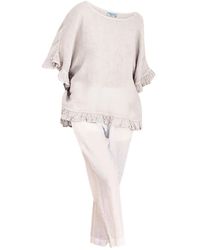 Haris Cotton - Linen Gauze Blouse With Ruffles - Lyst