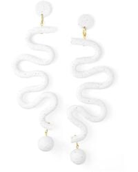By Chavelli - Neutrals Tube Squiggles Dangly Statement Earrings - Lyst