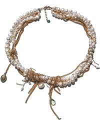Babaloo - Neutrals Undone Pearl And Chain Necklace - Lyst