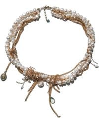 Babaloo - Neutrals Undone Pearl And Chain Necklace - Lyst