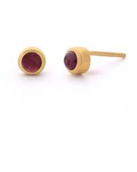 Nellou Jewellery - Garnet Mini Gem Dot January Birthstone Earrings Plated Sterling - Lyst