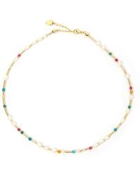 ARMS OF EVE - Clover Gemstone & Pearl Necklace - Lyst