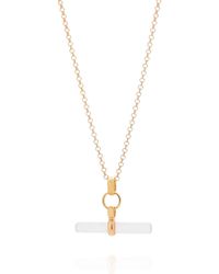 Nellou Jewellery - Neutrals Quartz Crystal T Bar Necklace Plated Sterling - Lyst