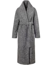 Jana Coshè - Melange Wool Belted Coat – Long Soft Robe-Style Outerwear - Lyst