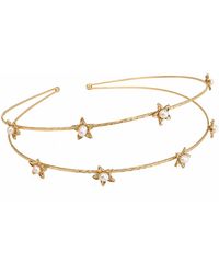Rare Matters Jewelry - Freshwater Pearl Flower Double Wire Headband - Lyst