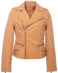 Zasta Studio - Brandy Alexander Peach Leather Biker Jacket - Lyst