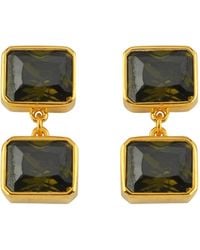 LINYA JEWELLERY - Double Crystal Stone Dangle Earrings - Lyst