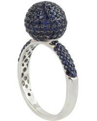Artisan - Pave Blue Sapphire White Gold Ball Ring - Lyst