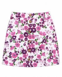 Yumi' - Retro Floral Cotton Stretch Mini Skirt - Lyst