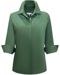 Perlavera - Cox Solid Cotton Satin Three Quarter Sleeve Length Slim Fit Shirt - Lyst