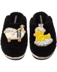 Laines London - Teddy Closed Toe Slippers With Rubber Duck Bath Queen Brooches - Lyst