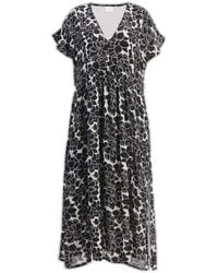 REISTOR - Deep V-Neck Maxi Dress With Front Gathers - Lyst