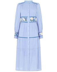 Hope & Ivy - The Melissa High Neck Front Button Embroidered Midi Dress - Lyst