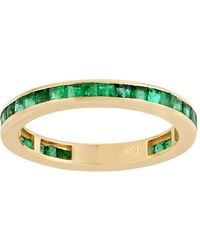 Artisan - 18k Yellow Gold Natural Emerald Band Ring Handmade Jewelry - Lyst