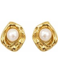 Angel Barocco - Freshwater Pearl Molten Organic Stud Earrings - Lyst