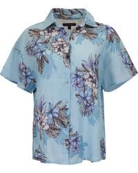 lords of harlech - Lara Exotic Floral Linen Printed Shirt - Lyst
