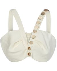 Women & Women - Neutrals Button Detailed, Ecru Short Top - Lyst