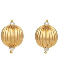 Meraki by Rashmi Bajaj - Faustina Plated Stud Earrings With Delicate Pearls - Lyst