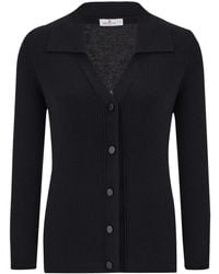 Peraluna - Polo V-Neck Ribbed Knit Cardigan - Lyst