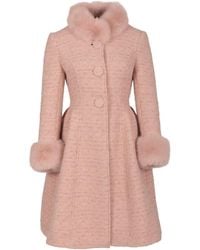 Santinni - 'Starlet' Wool Tweed Dress Coat With Faux Fur - Lyst