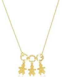 Unaloe - Vermeil Necklace With Three Girl Star Charms – Pavé Child Silhouette Pendants, Personalised Family Keepsake Jewellery - Lyst