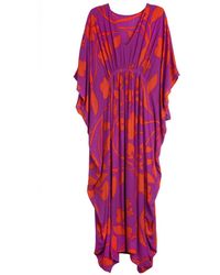 Saachi - Bold Floral Deep Kaftan Maxi - Lyst