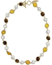 Farra - Irregular Freshwater Pearls With Quartz And Tiger-Eye Stone Necklace - Lyst