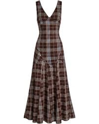 Another Girl - Godet Check Print Maxi Dress - Lyst