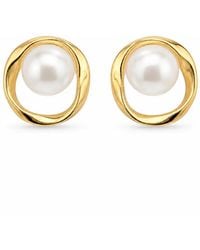 Angel Barocco - Freshwater Pearl Organic Circle Stud Earrings - Lyst