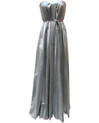 Imaatu - Quiet Metallic Faux Leather Corset Gown With Pockets - Lyst