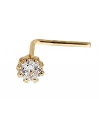 Zahav Jewelry - 14K Solid 24G 1.5Mm Cz L-Shape Nose Stud - Lyst