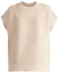 Paisie - Neutrals Mock Neck Sleeveless Ribbed Jumper - Lyst