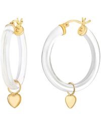 Gold & Honey - Heart Charm Hoop Earrings - Lyst
