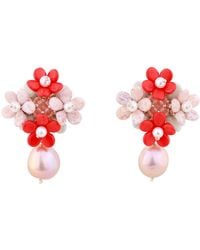 Oana Savu - Pearls Earrings Sterling Studs Glass Beads Hand Beaded - Lyst