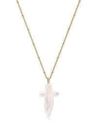 Nialaya - Pearl Cross Chain Necklace - Lyst