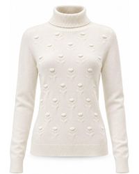 James Lakeland - Cream Floral Roll Neck Jumper - Lyst