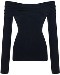 Pcfg - The Party Edit Rib Draped Long Sleeve Top - Lyst
