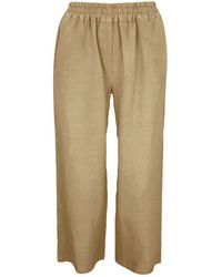 Haris Cotton - Neutrals Solid Wide Leg Linen Pants With Slant Pocket Beach Sand - Lyst