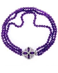 Mineralgems•Studio - Three-Strand Amethyst Choker With Front Jewel Clasp - Lyst