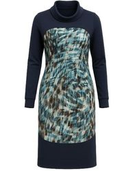 Conquista - Abstract Print Viscose Jersey Long Sleeve Dress - Lyst