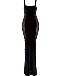 Moda Glam - Allure Velvet Square Neck Gown W/ Sheer Mesh Sides - Lyst