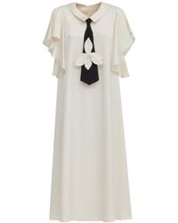 Julia Allert - Neutrals Double-Layer Satin Midi Dress With Tie Detail – Ivory - Lyst