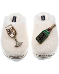 Laines London - Teddy Closed Toe Slippers With Bubbles Darling Brooches - Lyst