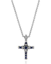 Unaloe - Mystic Cross Necklace With Sapphire - Lyst